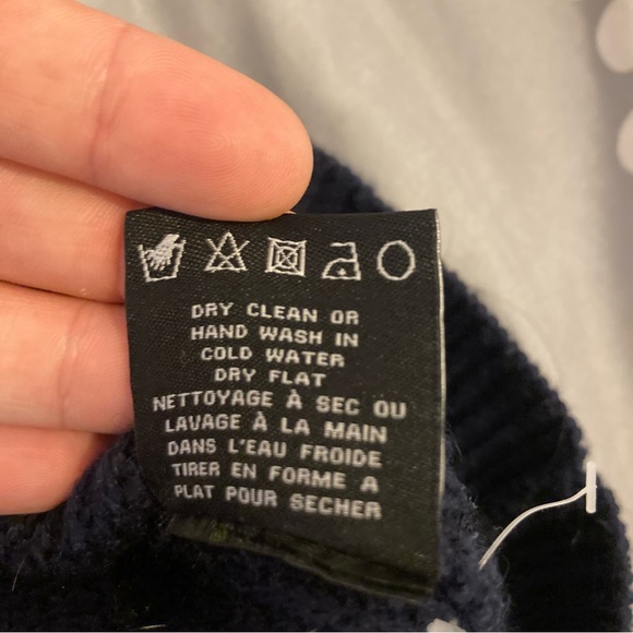 Schott NYC 100% Wool Navy Sweater Quarter Button size Large - Picture 11 of 12